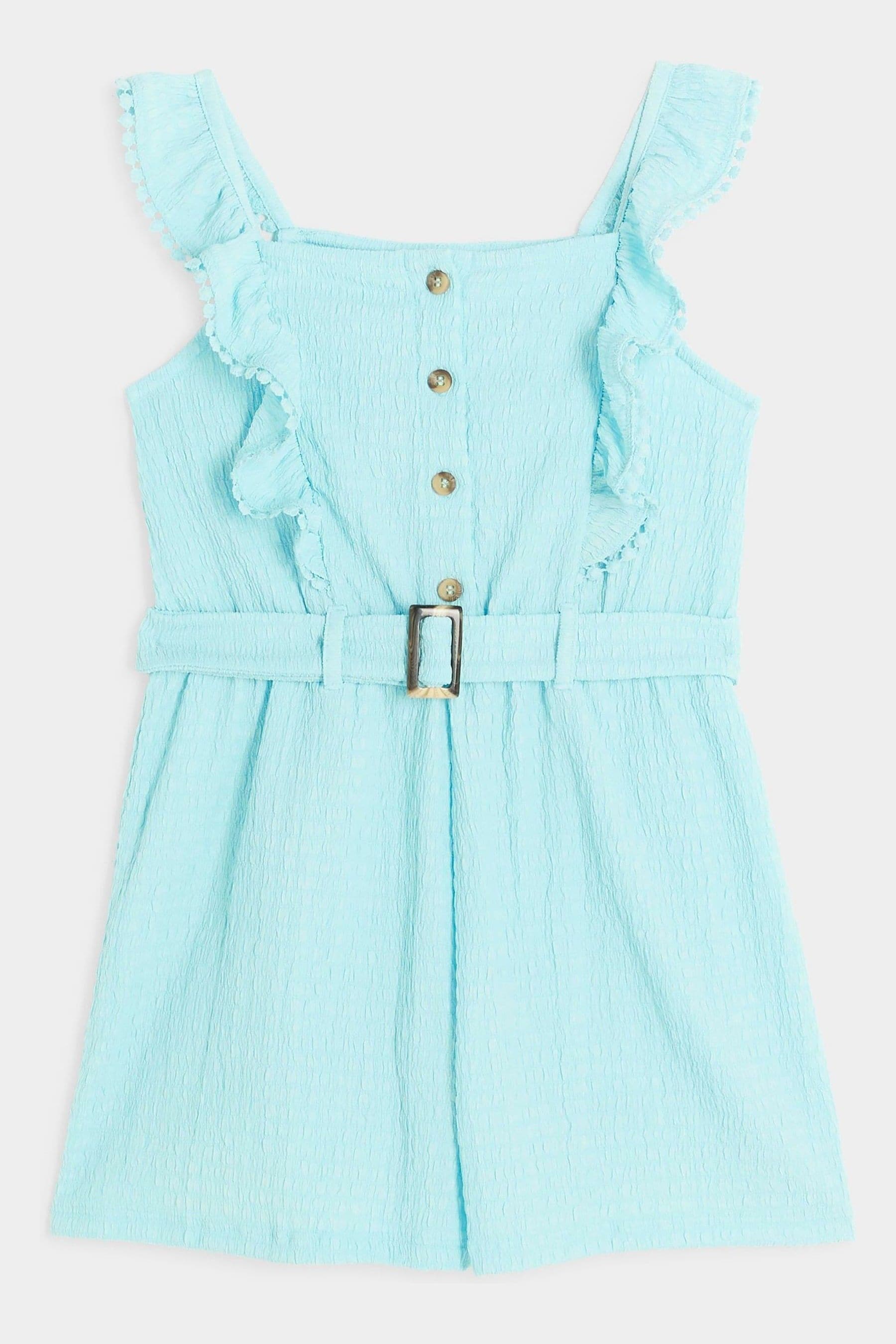 River Island Blue Girls Belted Frill Playsuit