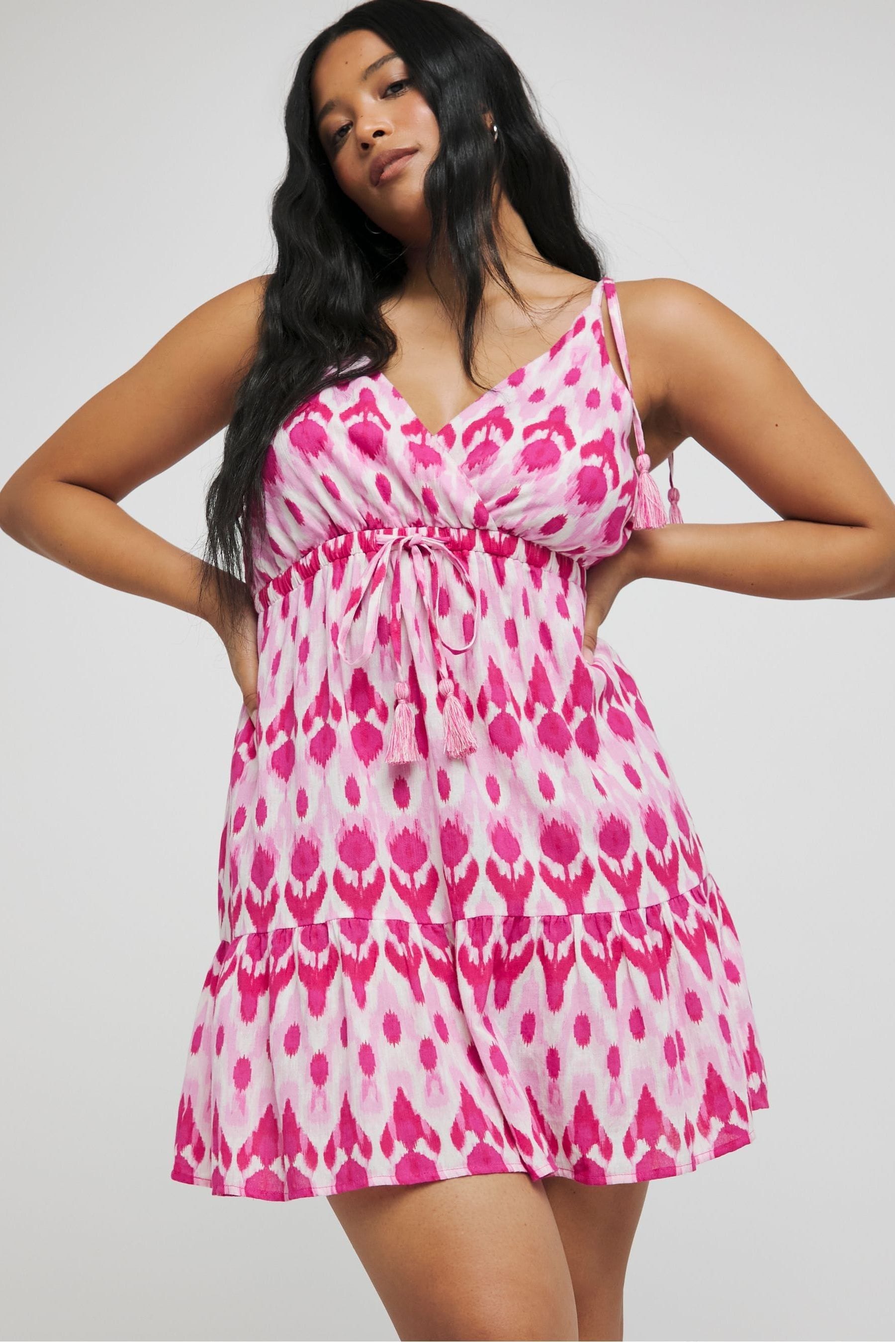 Simply Be Pink 100 Cotton Cheesecloth Wrap Front Beach Dress