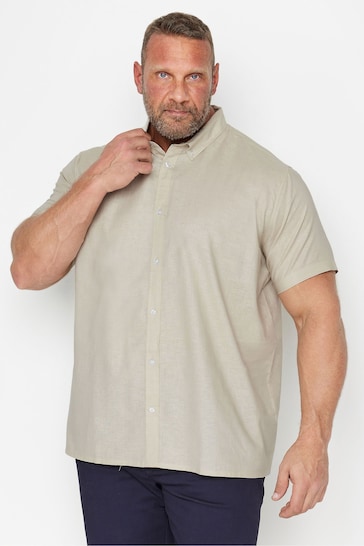 BadRhino Big & Tall Natural Premium Short Sleeve Linen Zip Shirt