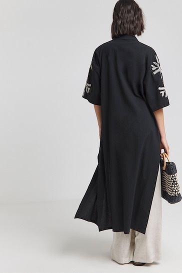Simply Be Embroidered Sleeve Black Kimono