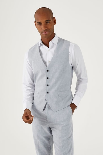 Skopes Silver Tuscany Linen Blend Suit: Waistcoat