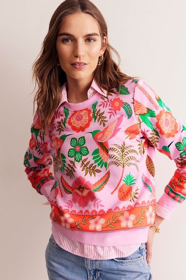 Boden Pink Hannah Printed Sweatshirt