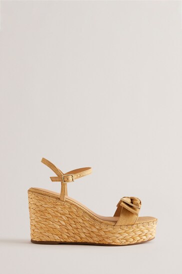 Ted Baker Natural Giyaa High-Heeled Wedges With Bow Detail