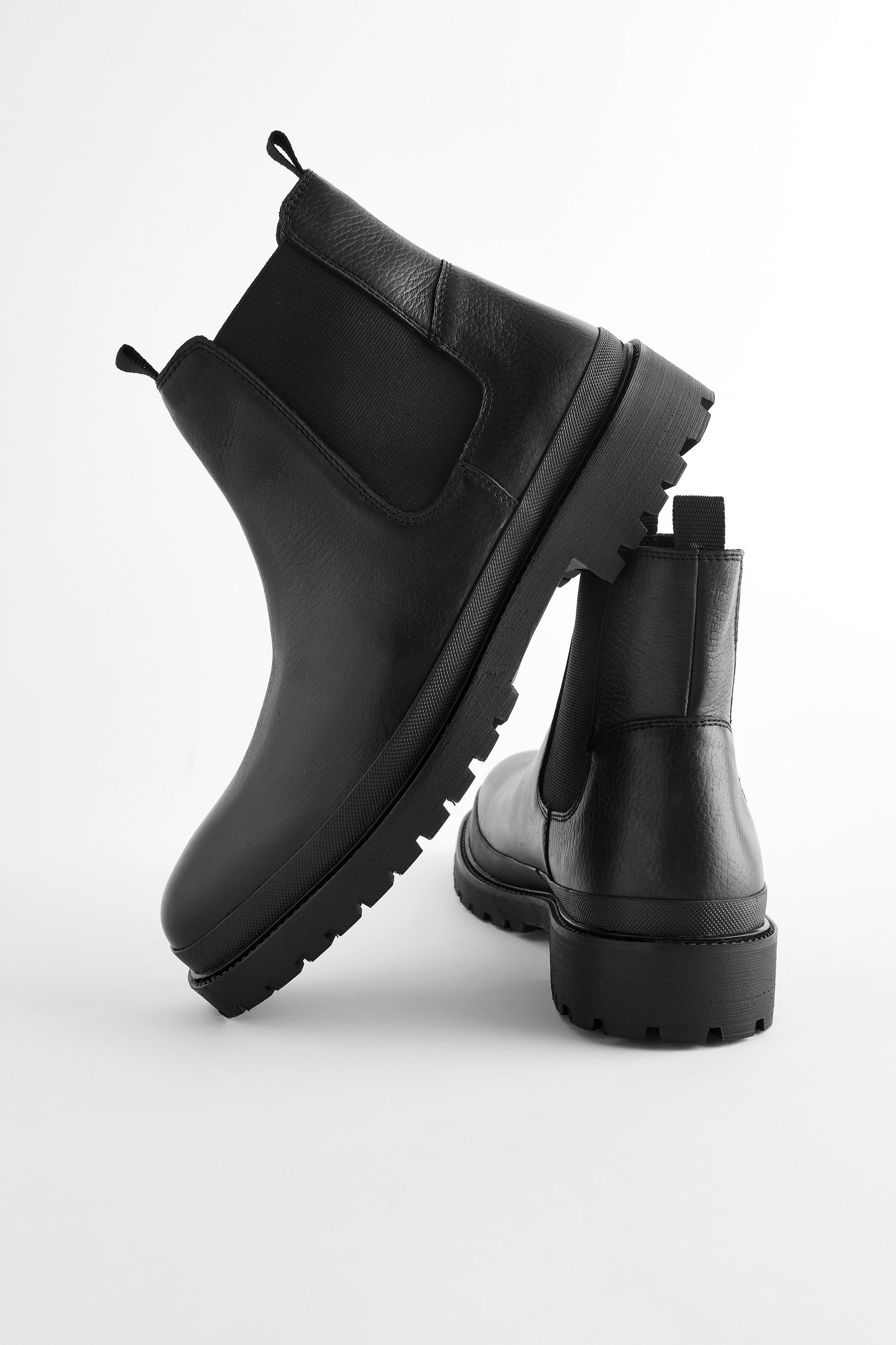 Black cleated chelsea boots hot sale
