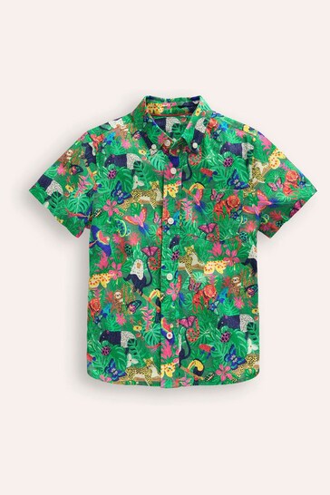 Boden Green Rainforest Cotton Linen Shirt