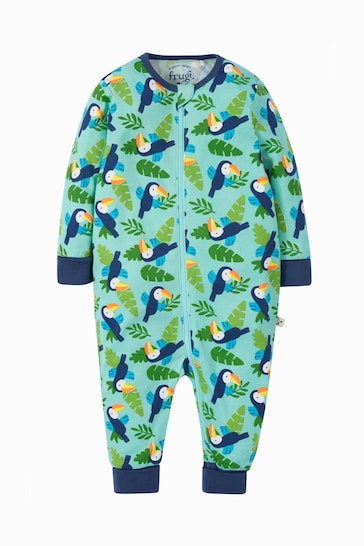 Frugi Green All-Over Print Tropical Birds All-In-One