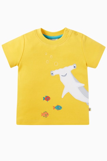 Frugi Yellow Shark Applique T-Shirt