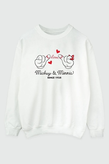 Brands In White Mickey Mouse Love Hands Women Disney Sweatshirt