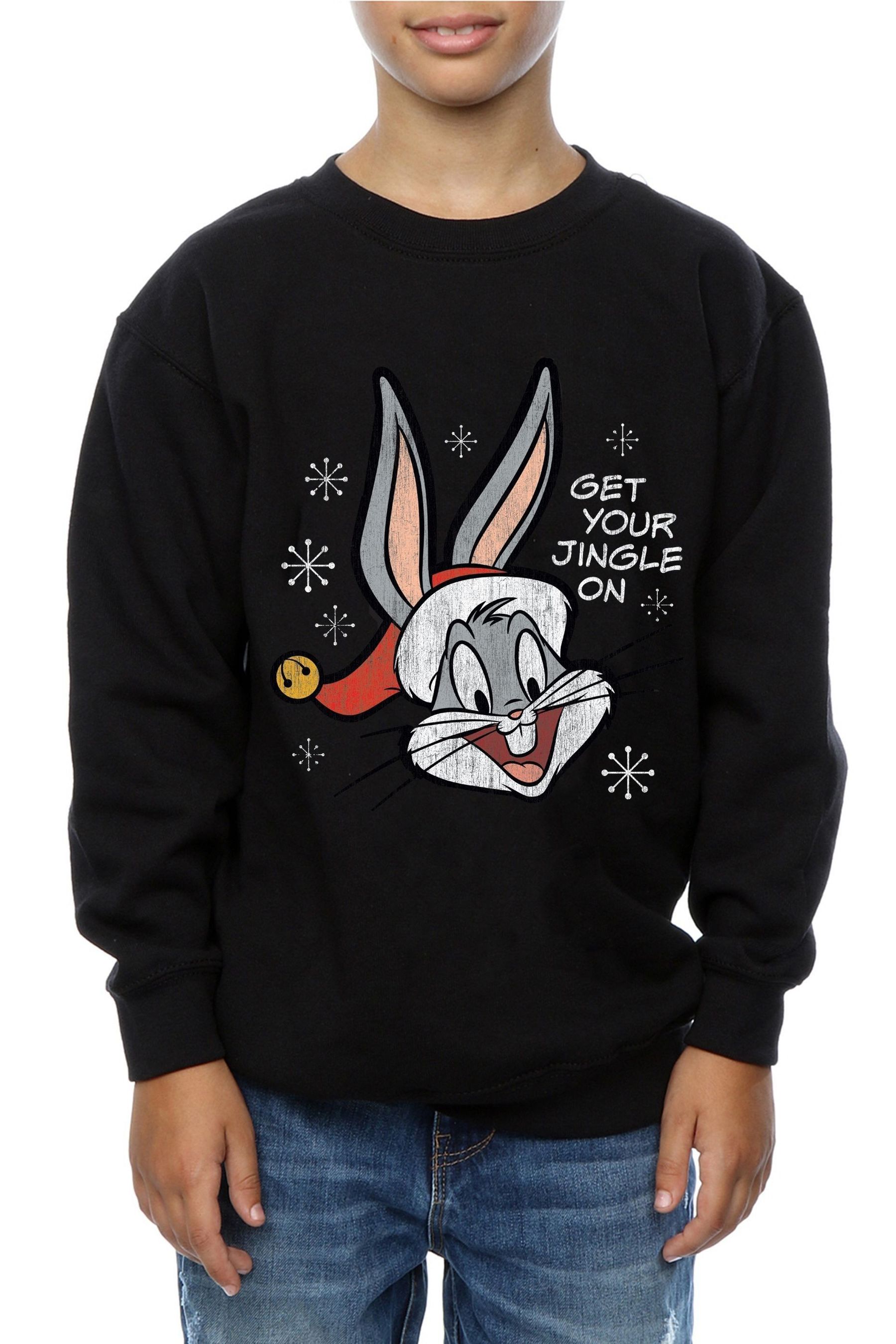 Brands In Black Looney Tunes Bugs Bunny Christmas Boys 100 Cottton Sweatshirt