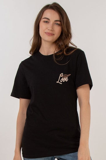 Brands In Black Women Boyfriend Star Wars Mandalorian Grogu Mood Heather Fit T-Shirt