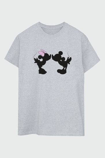 Brands In Grey Boyfriend Fit Womens Mickey Mouse Faces Disney T-Shirt