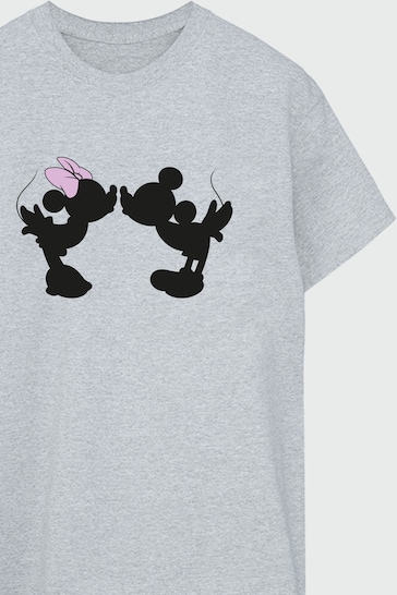 Brands In Grey Boyfriend Fit Womens Mickey Mouse Faces Disney T-Shirt
