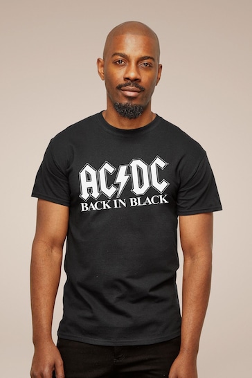 All + Every Black ACDC Back In Mens Music T-Shirt