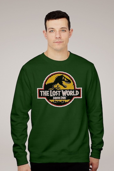 All + Every Green Universal Jurassic Park The Lost World White Outline Logo Adult Sweatshirt