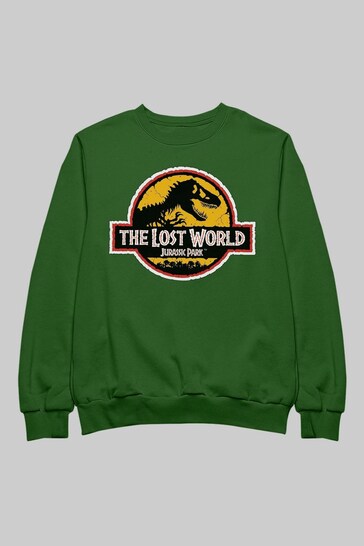 All + Every Green Universal Jurassic Park The Lost World White Outline Logo Adult Sweatshirt