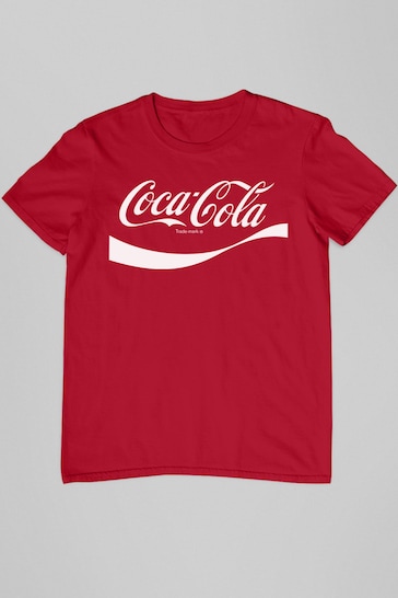 All + Every Red Coca Cola Logo Swoosh Mens T-Shirt