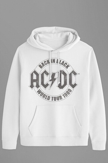 All + Every White ACDC Back In Black World Tour 1980 Band Mens Hooded Sweatshirt