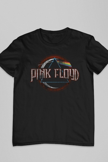 All + Every Black Pink Floyd Vintage Dark Side Of The Moon Seal Mens Music T-Shirt