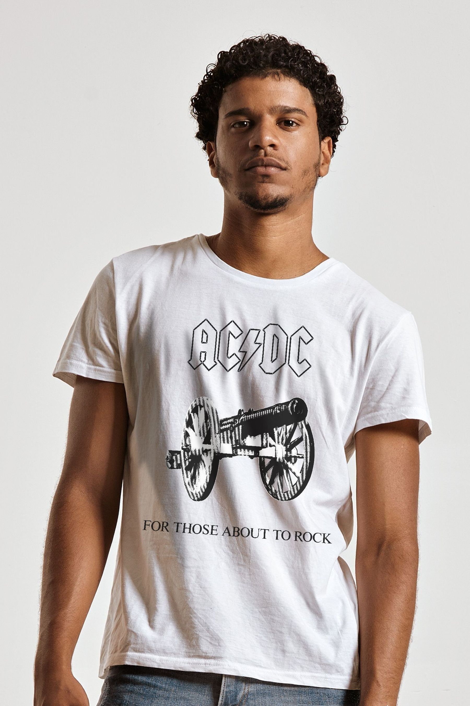 Buy All Every White ACDC For Those About To Rock Music Mens T Shirt from the Next UK online shop