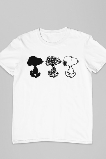All + Every White Peanuts Snoopy Black And Trio Mens T-Shirt