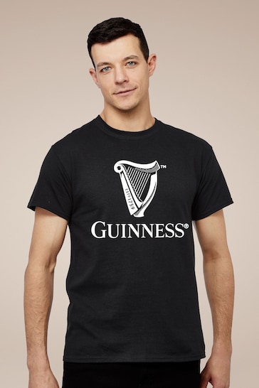 All + Every Black Guinness Classic Harp Logod Mens T-Shirt