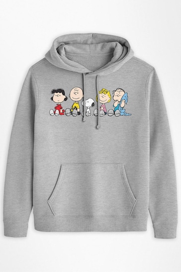 All + Every Grey Peanuts The Gang Sit Down Mens Hooded Sweatshirt