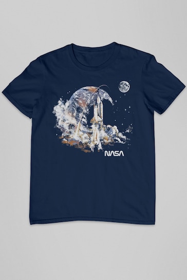 All + Every Blue NASA Take Off Earth Montage Mens T-Shirt