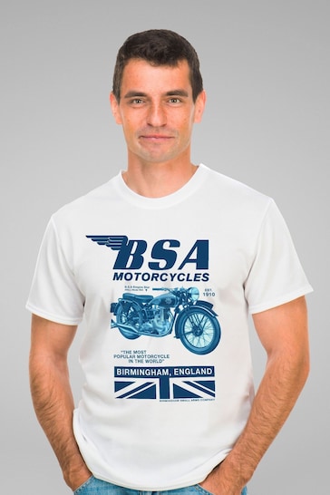 All + Every White BSA Motorcycles Birmingham England Mens T-Shirt