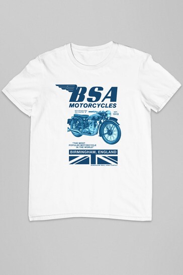 All + Every White BSA Motorcycles Birmingham England Mens T-Shirt