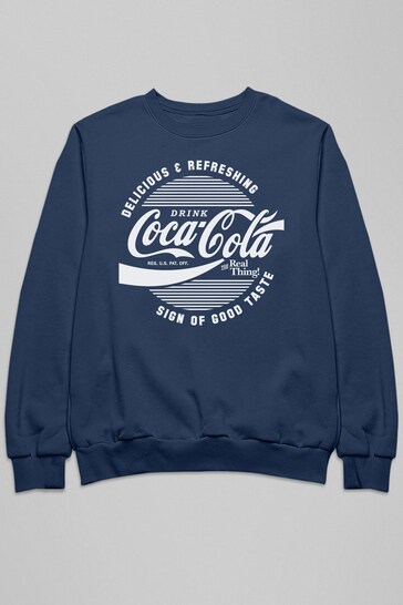 All + Every Blue Coca Cola Circle Logo White Text Mens Sweatshirt