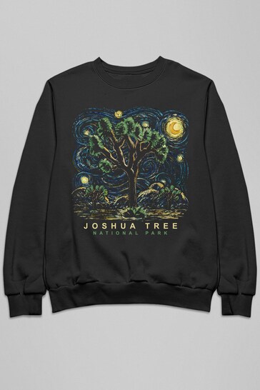 All + Every Black US National Parks Joshua Tree Oil On Canvas Style Mens Sweatshirt