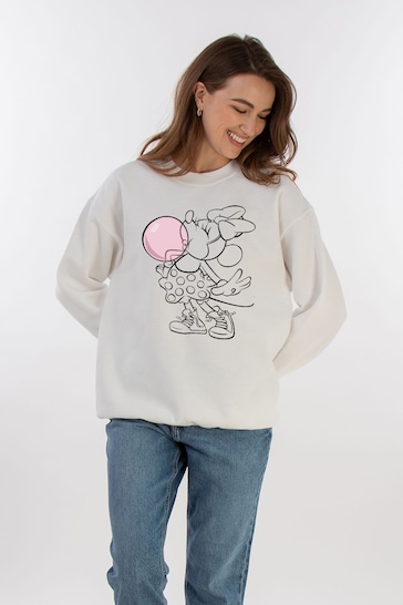 Brands In White Womens Minnie Mouse Chewing Gum Disney Sweatshirt