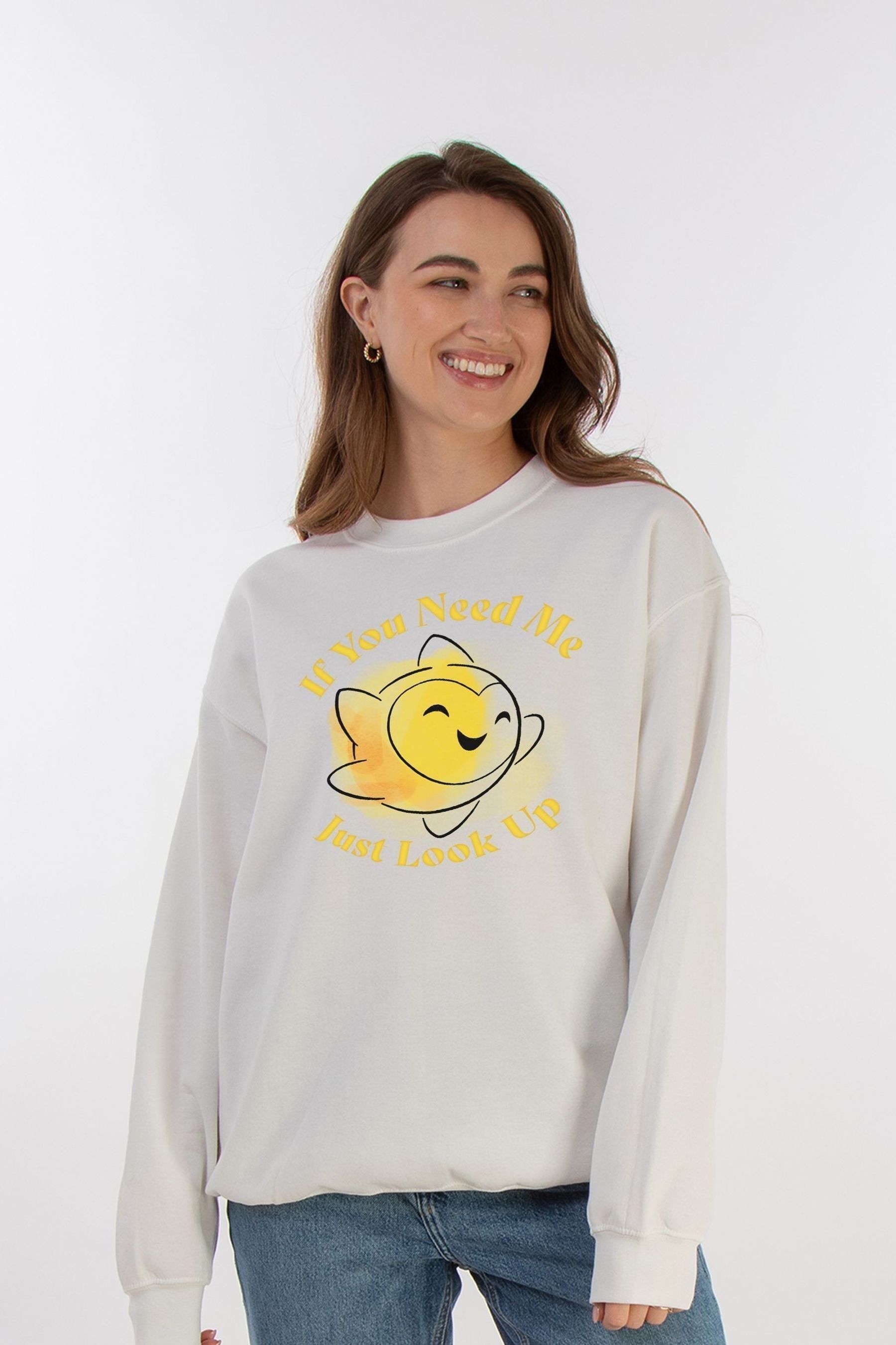 Buy Brands In White Womens Wish If You Need Me Just Look Up Sweatshirt from the Next UK online shop