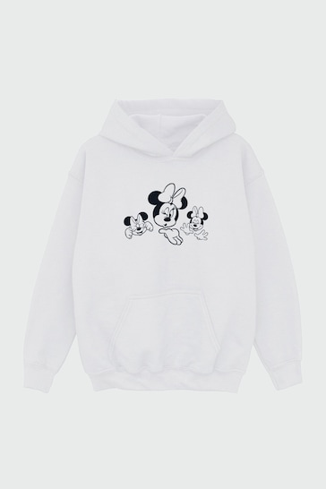 Brands In White Girls Minnie Mouse Three Faces Disney Hoodie