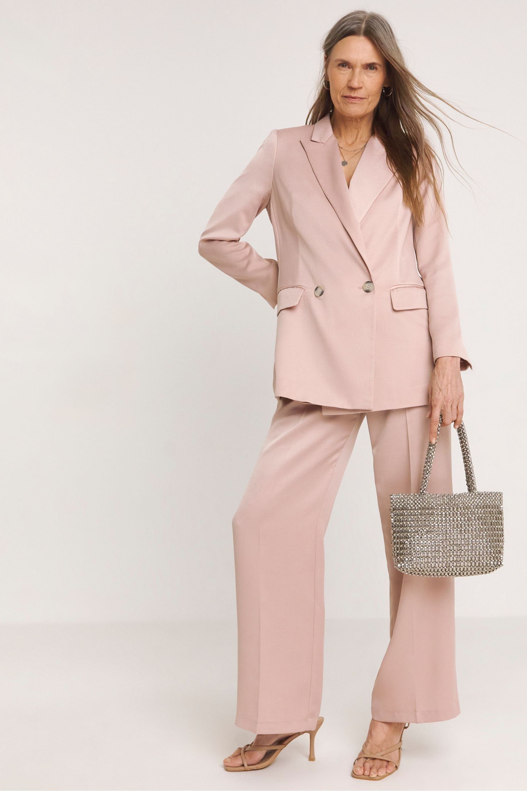 Pink satin blazer womens new arrivals