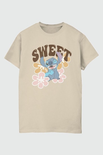 Brands In Cream Lilo and Stitch Collegial Pastel Women Boyfriend Fit T-Shirt
