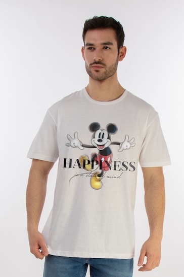 Brands In White Disney 100 Mickey Happiness Mens T-Shirt
