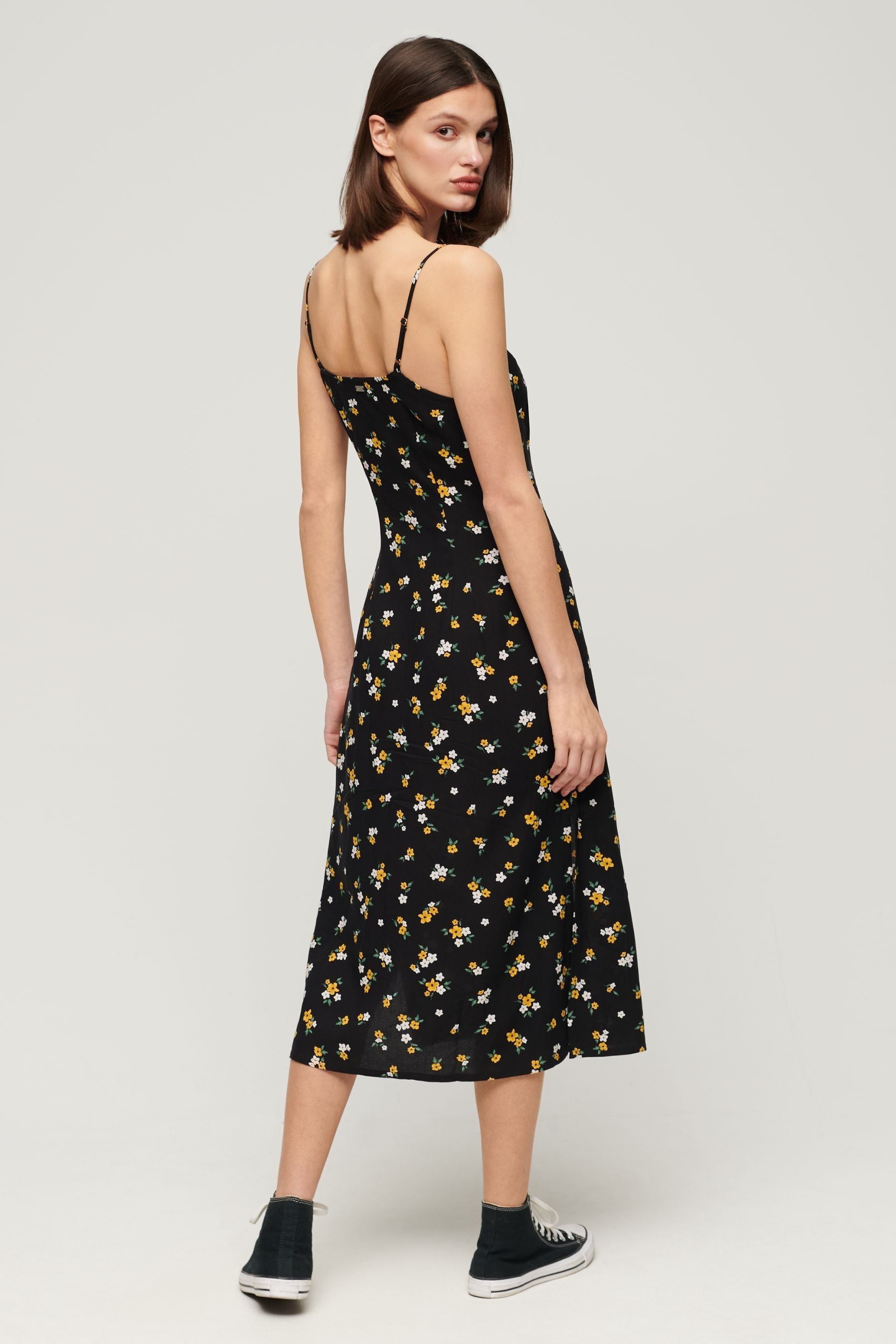 Buy Superdry Black Printed Button Up Cami Midi Dress from the Next UK online shop