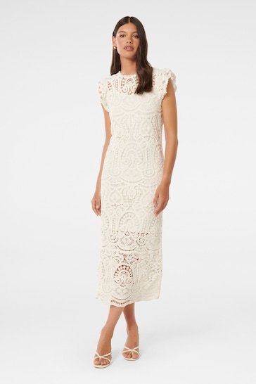 Forever New White Lilly Lace Midi Dress