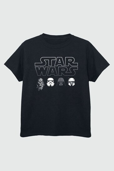 Brands In Black Star Wars Character Heads Boys T-Shirt