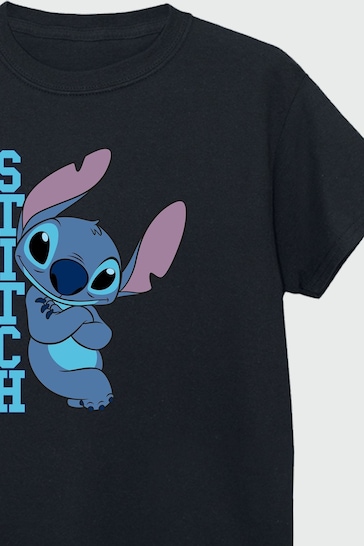 Brands In Black Lilo Stitch Posing Girls T-Shirt