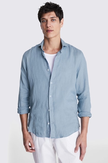 MOSS Tailored Fit Blue Linen Shirt