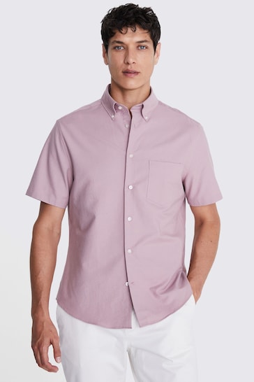 MOSS Dusty Pink Short Sleeve Washed Oxford Shirt