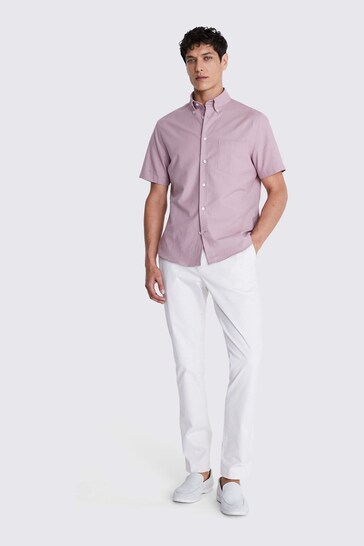 MOSS Dusty Pink Short Sleeve Washed Oxford Shirt