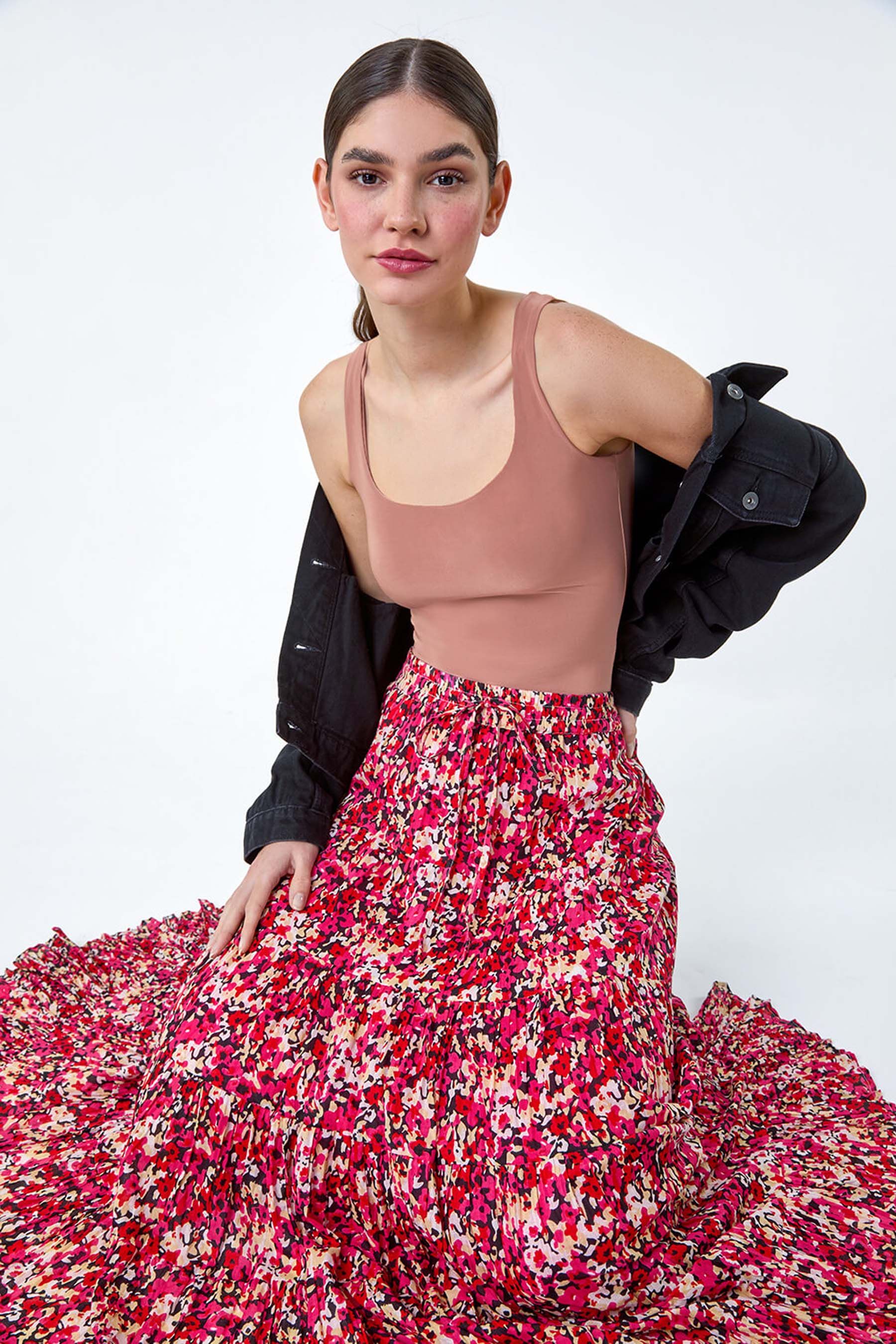 Crinkle cotton maxi skirt online
