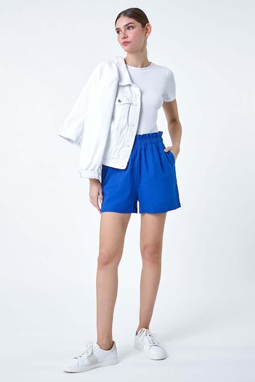 Roman Blue Linen Blend Pocket Shorts