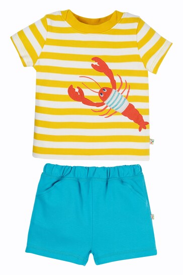 Frugi Yellow Striped Top and Shorts Set