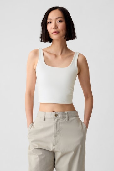 Gap White Compact Jersey Cropped Vest Top