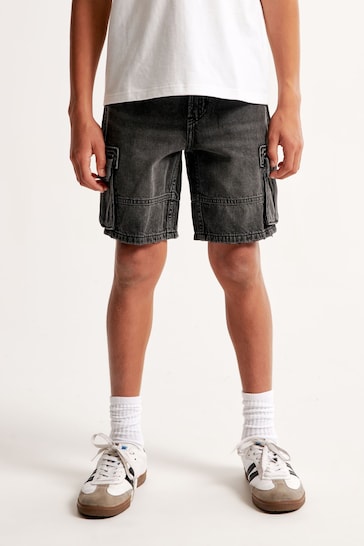 Abercrombie & Fitch Loose Fit Denim Black Cargo Shorts