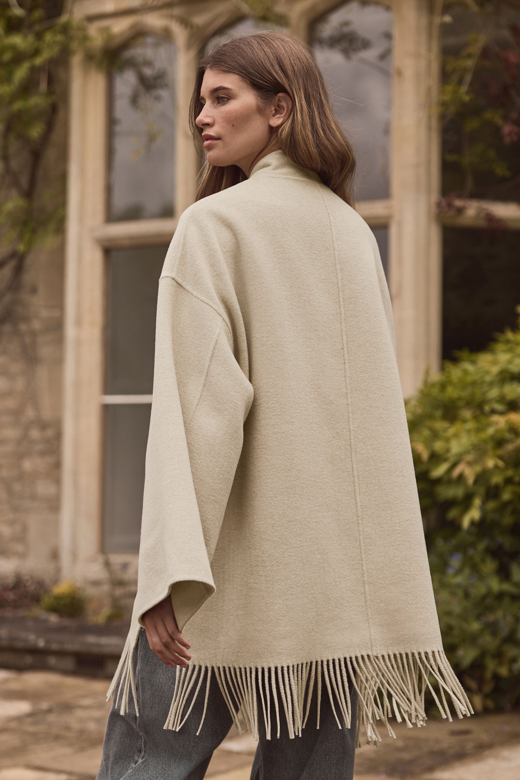 Beige coat with scarf clearance